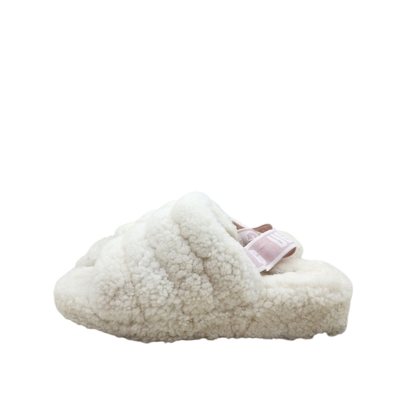 UGG Women's Fluff Yeah Plush Sandals White- 8 - Picture 1 of 7